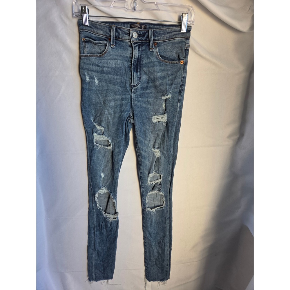 Abercrombie Simone Jeans Womens Blue Distressed Super Skinny High Rise